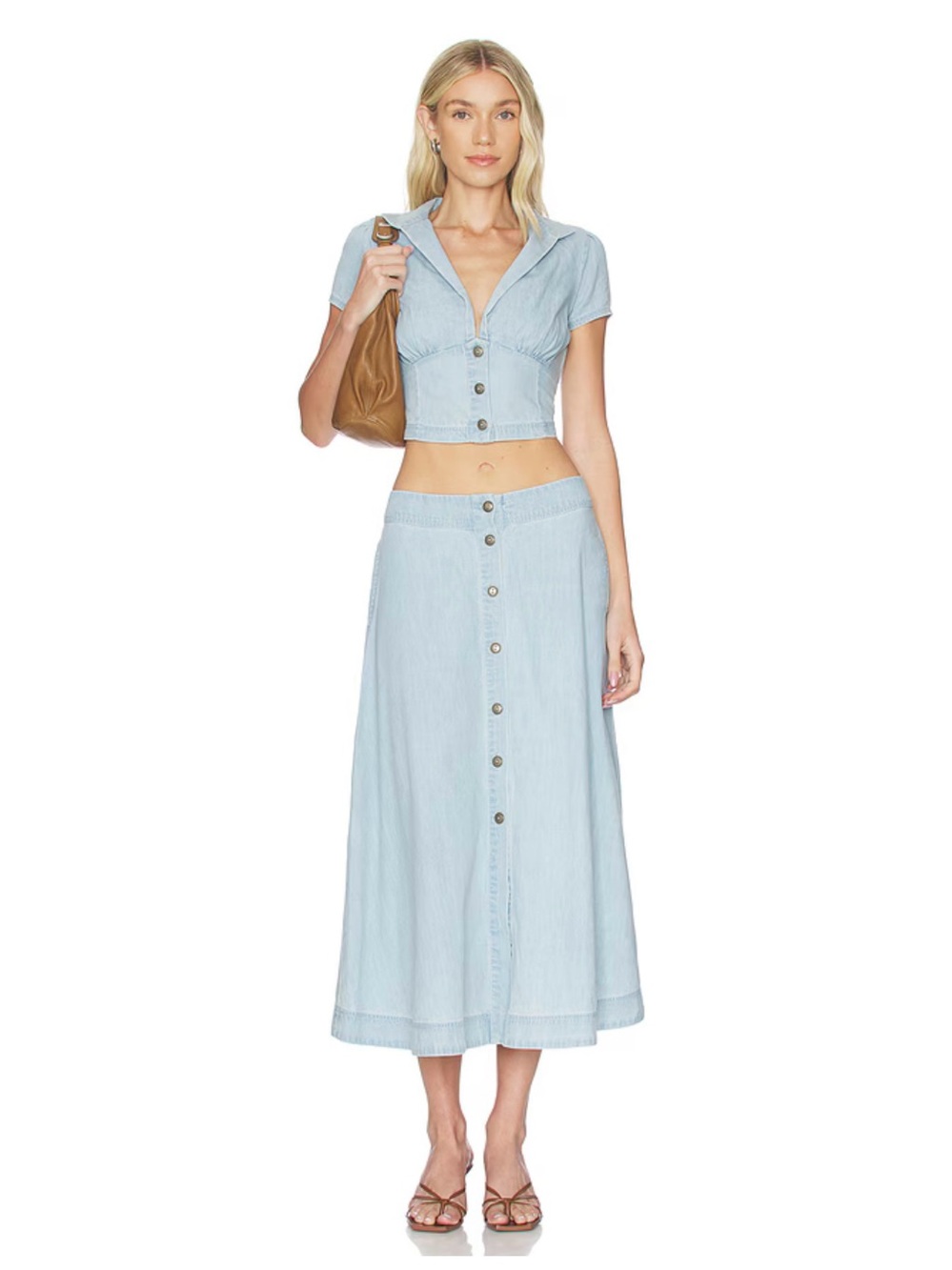 NEW Free People Easy Does It SET Top & Skirt in Ice Crush Size S